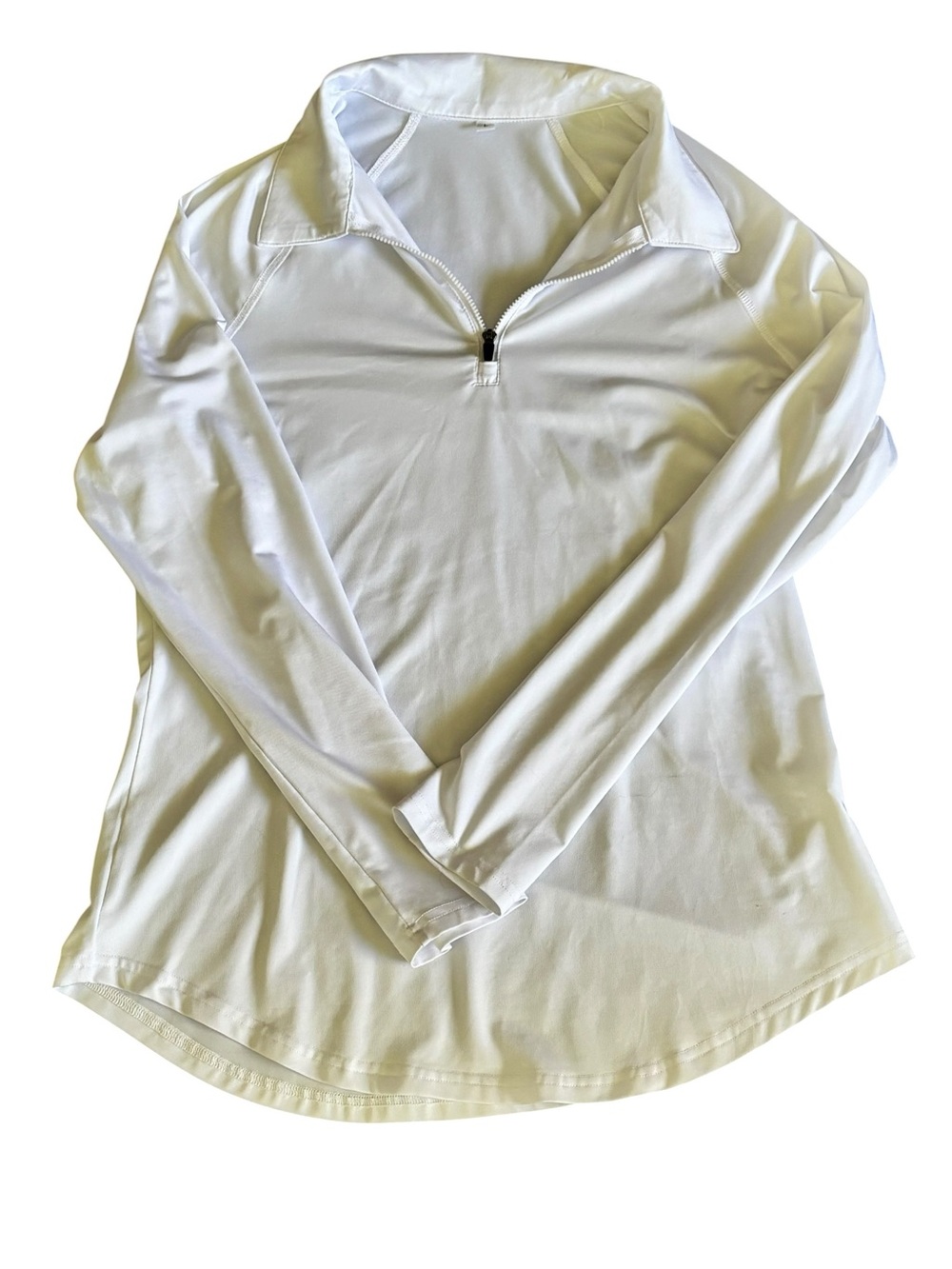 Women's Sz L White Long-Sleeve Half-Zip Performance Tee